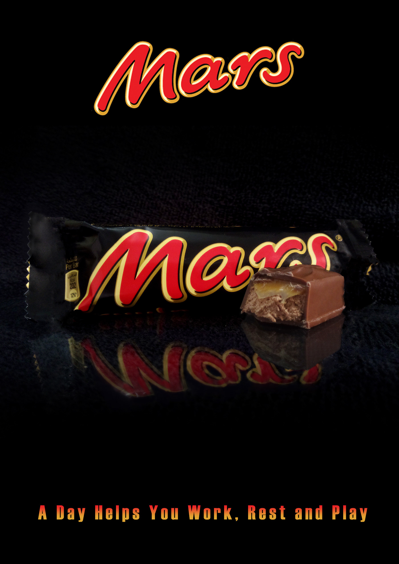 product poster design for chocolate "Mars"